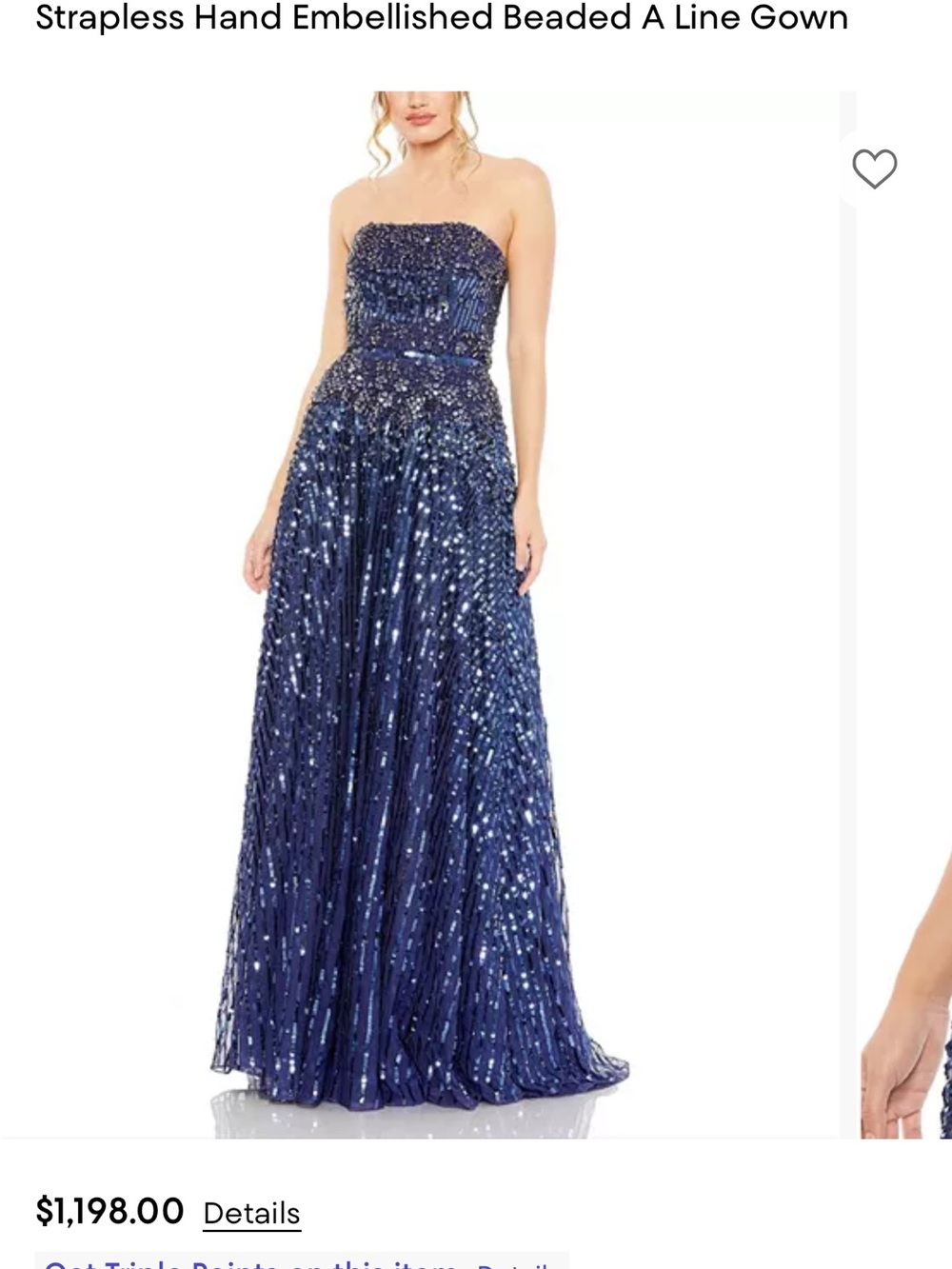 Mac Duggal Navy Strapless Hand-Embellished Beaded A-Line Gown